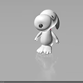 Snoopy The Dog Character White Toy Figure With Red Collar Standing On Shiny Surface
