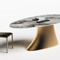 Modern Round Marble Top Table With Golden Base And Light Green Chair With Books Tablet