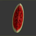 Fresh Juicy Watermelon Slice with Red Flesh Black Seeds and Green Rind