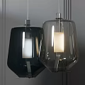 Modern Glass Pendant Lights With Black And Transparent Shades And Rectangular Lampshades
