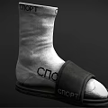 White Sport Sock Style Shoe With Black Strap And Rubber Sole Design
