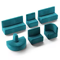 Abstract Shape Modern Sofa Velvet Upholstered Multi Color Modular Sectional Interior Design 3d model