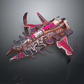 Sci Fi Winged Spaceship Model With Red Black Color And Detailed Mechanical Structure 3d model