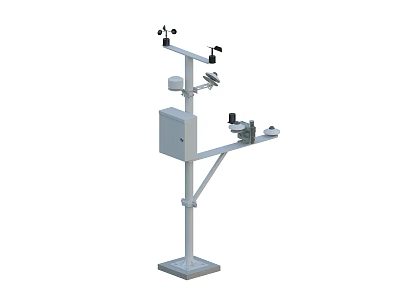 Environmental Monitoring Equipment With Metal Stand Square Enclosure Sensors Cameras And Antennas 3d model