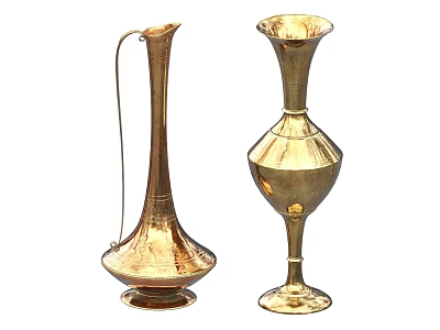Two Gold Vases with Unique Shapes and Elegant Metallic Finish for Home Decor 3d model