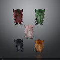 Colorful Cat Ear Wigs Collection With Red Green Pink Dark Blue Orange Hues
