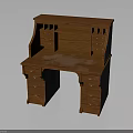 Traditional Solid Wood Writing Desk With Multiple Drawers And Hutch Storage Top