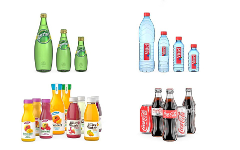 Modern Mineral Water Beverage Coke Beer Mineral Water Combination Coca Cola Bottled Beverage Mineral Water 3d model