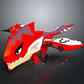Cartoon Red Dragon Character 3D Model with Spiked Wings Sharp Teeth and Vibrant Colors