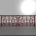 Classic Red Traditional Railing With Intricate Geometric Patterns And Symmetrical Structure 3d model