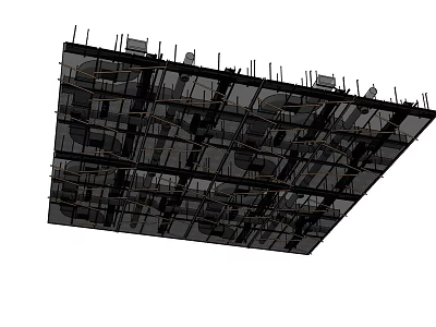 Interior Ceiling Structure Under Construction With Metal Joists And Pipes Framework 3d model