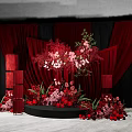 New Chinese Style Beautiful Chen Red Cloth Mantle Display Area 3d model