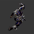 Sci Fi Warrior Character With White Blue Silver Biomechanical Armor Dynamic Standing Pose