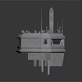 Octagonal Industrial Platform Structure With Deck Railings Antennas And Support Legs