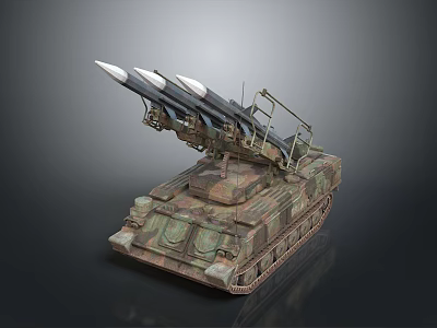 Military Tank Equipped with Multiple Missile Launchers and Camouflage Armored Design 3d model