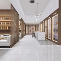 Modern Showroom Interior Design With Wooden Shelves Display Cabinets And Sofa