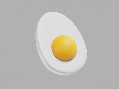 Sunny Side Up Fried Egg with Yellow Yolk and White Albumen on Simple Gray Background 3d model