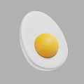 Sunny Side Up Fried Egg with Yellow Yolk and White Albumen on Simple Gray Background