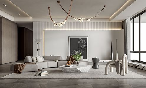 Modern Living Room Living Room Sofa Coffee Table Combination 3d model