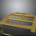 Golden Belt Buckle With Shiny Metal Surface And Classic Rectangular Shape Design 3d model