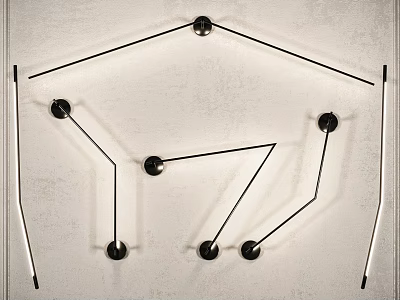 Modern Geometric Wall Lamps With Black Metal Arms And Minimalist Design 3d model