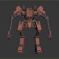 Red Mechanical Robot Featuring Humanoid Mech Design And Armored Exterior Details