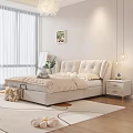 Cozy Double Bed In Light Filled Bedroom With Nightstand And Decor