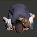 Man Carrying Woman on Back Wearing White T-shirt Red Shorts and Green Shoes