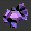 Shiny Purple Polyhedral Crystal Cluster With Geometric Shapes On Dark Surface