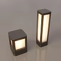 Modern Outdoor Lights With Black Casing And White Light In Two Sizes 3d model