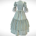 Light Green Vintage Dress With Puffed Sleeves And Lace Cuffs Ruched Details