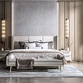 New Chinese Background Double Bed Double Bed 3d model
