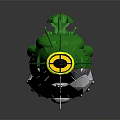 Green Cosmic Spacecraft Model With Streamlined Design And Yellow Accents For Space Exploration