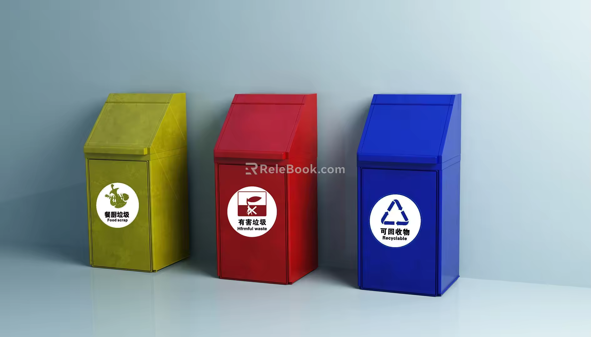 Modern dustbin garbage classification 3d model