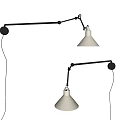 Modern Adjustable Wall Lamps With Black Metal Arms And White Shades