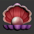 Beautiful Open Pink And Purple Shellfish Shell With Shiny Pearl Inside 3d model