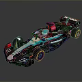 F1 Race Car With Petronas Yokohama Logos Black Blue White Aerodynamic Design