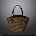 Handwoven Brown Woven Basket With Sturdy Handle And Classic Design