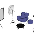 Commercial Studio Photography Equipment With Softbox Umbrella Bean Bag Chair Small Table And Camera Stand