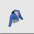 Hooded Blue Jacket With White Inner Layer Long Sleeves And Zipper Design 3d model