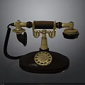 Vintage Telephone Design With Brass Accents Wooden Base And Rotary Dial