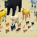 Colorful Stuffed Animal Toys Including Bear Antelope Dog And Cat On Light Background