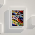 Colorful Abstract Paintings Framed on White Wall Arranged in Grid Pattern 3d model