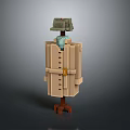 Block Style Mannequin Dressed In Trench Coat With Hat And Scarf On Wooden Stand