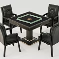 Elegant Black Leather Chairs With Square Wooden Table Set For Game Room