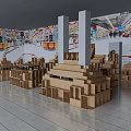 Wooden Display Shelves In Retail Store Interior With Multiple Storage Units And Open Design