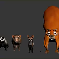 Cute Cartoon Orange Fox Badger And Small Animal Animated Game Movie Characters