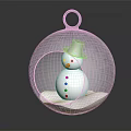 Transparent Spherical Decorative Pendant Light Featuring Snowman Design On Black Surface