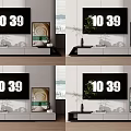 Modern Living Room TV Stand Interior Design With TV Decorative Painting And Vase