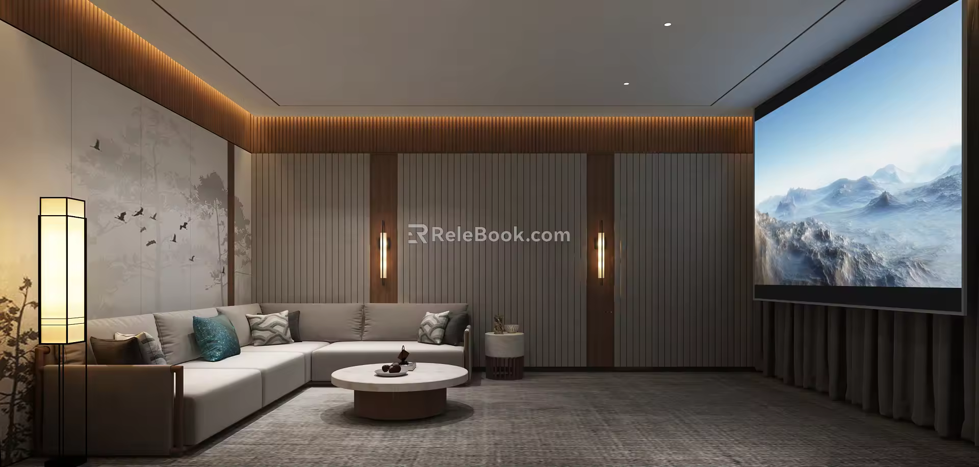 New Chinese Audio-visual Room Three-layer Audio-visual Room 3d model